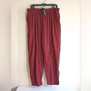 New Coofandy Maroon Corduroy Women's Drawstring Waist Pants Size Xlarge